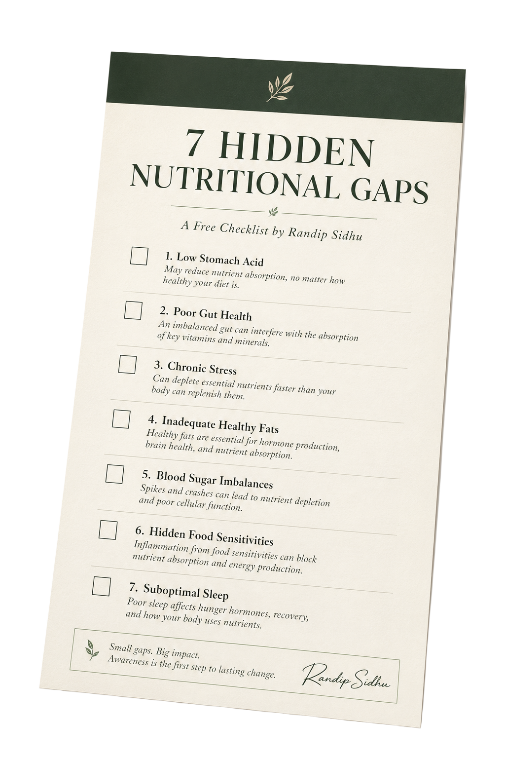 7 Hidden Nutritional Gaps PDF checklist preview